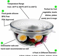 6Pcs Silicone Stretch Preserve Pot Bowl Fruit Lid for Fridge Microwave Food Container Cover  -  Pnk
